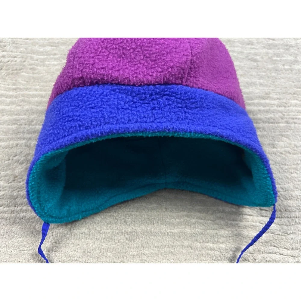 Columbia Earflap Hat Youth L/XL Purple Blue‎ Teal Reversible Fleece Made in USA